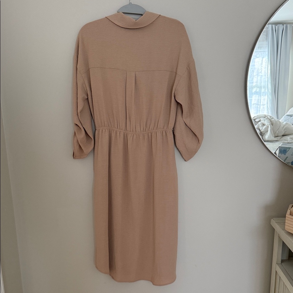 Monteau Tan Midi Dress with Button-Down Front - Picture 3 of 3